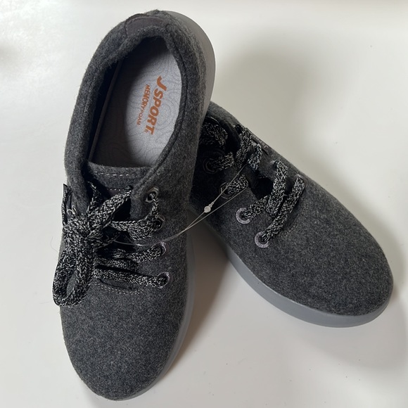 JSport Women’s Arrow Memory Foam Lace-Up Casual Walking Sneakers in Tweed Grey - Picture 7 of 13